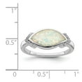 thumbnail image 2 of 925 Sterling Silver Rhodium Plated Marquise Opal and Cubic Zirconia Ring Size 7 1.95mm Wide Ring for Women, 2 of 2