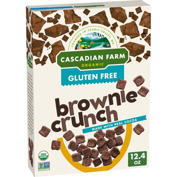 Cascadian Farm Organic Brownie Crunch Cereal, Gluten Free, Made with Real Cocoa, 12.4 oz