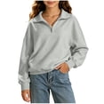 thumbnail image 6 of HomeDM Girls Long Sleeve Sweatshirts Quarter Zip Mock Neck Pullover Tops Fall Casual, 6 of 10