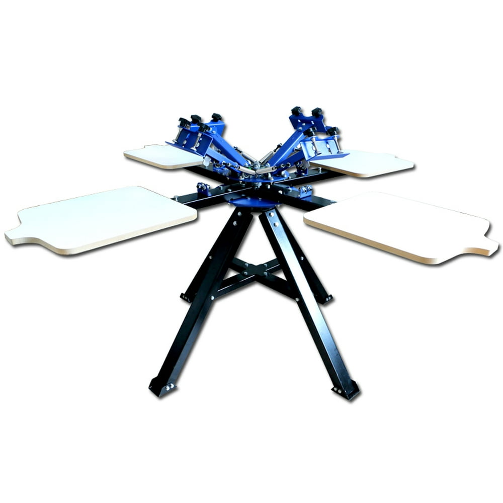 INTBUYING 4 Color 4 Station Silk Screen Printing Press Machine Screen