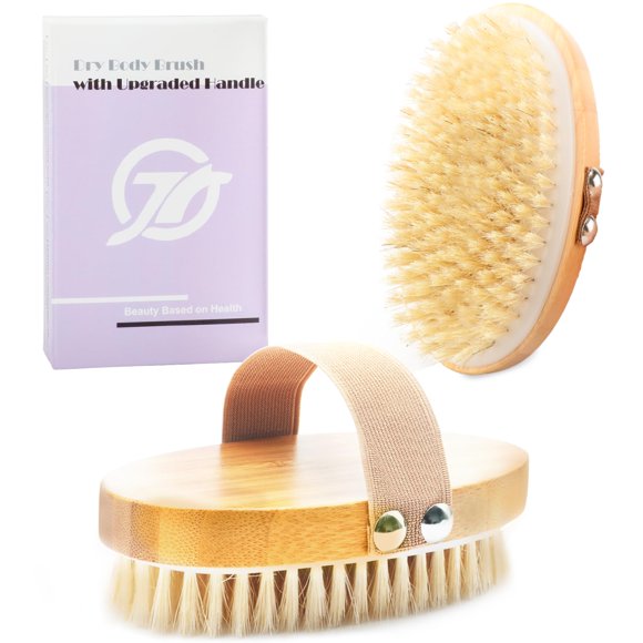 FREATECH 2-Pack Dry Brushing Body Brush, Natural Bristle Dry Skin Exfoliating Brush for Flawless Skin, Remove Cellulite, Improve Circulation and Lymphatic Drainage, Bath Shower Body Scrub