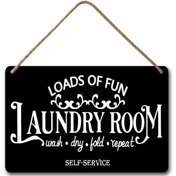 Zomyto 8x12 IN Laundry Wall Decor Loads of Fun, Vintage Wash Dry Fold Repeat Sign,Home Laundry Room Wall Decor,Laundry Room and Accessories