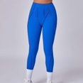 thumbnail image 2 of Olyvenn Womens Butt Lifting Leggings Tummy Control Exposed Lined Seams Yoga Pants Comfy High Waisted Workout Gym Compression Blue 12-14, 2 of 4