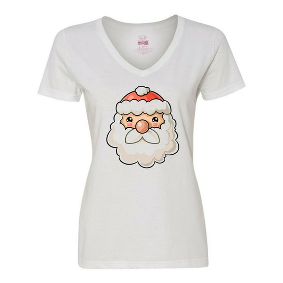 Inktastic Cute Santa Claus Face Women's V-Neck T-Shirt