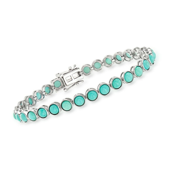 Ross-Simons Turquoise Tennis Bracelet in Sterling Silver, Women's, Adult