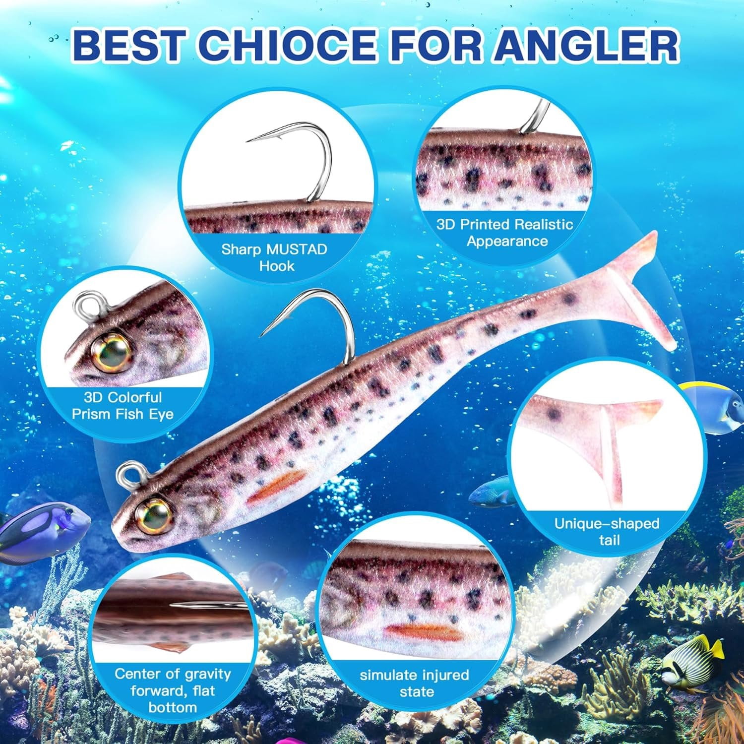2.5/3.5In Swim Baits for Bass Fishing, Pre-Rigged Jig Heads Soft Plastic Walleye Fishing Lures, Paddle Tail Swimbaits for Bass Fishing, Fishing  for Freshwater Saltwater Gifts