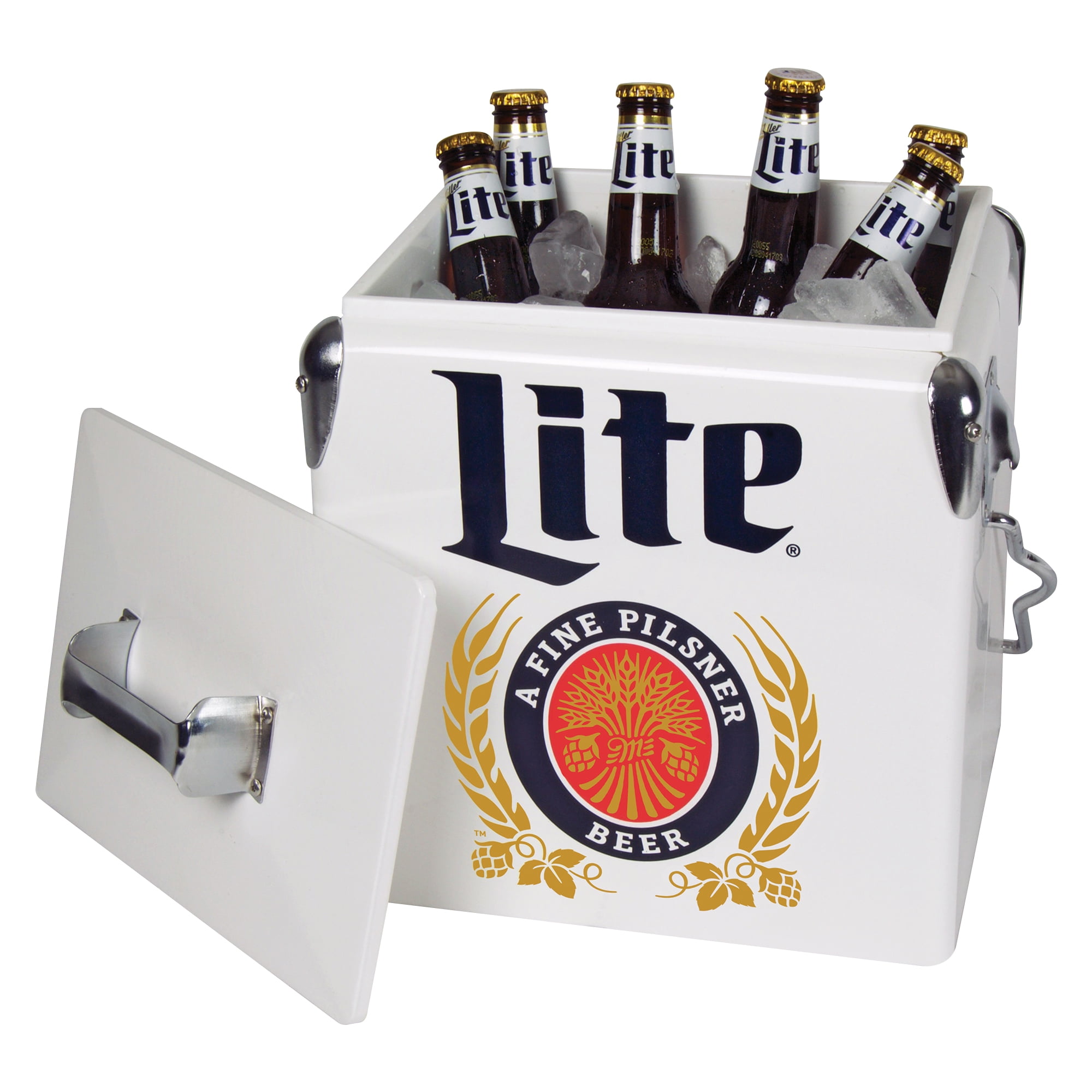 Miller Lite Retro Ice Chest Cooler with Bottle Opener 13L Miller Lite Retro Ice Chest Cooler with Bottle Opener 13L