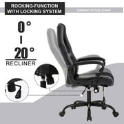 NiamVelo PC Gaming Chair Massage Office Chair Adjustable PU Leather Gamer Chair with Lumber Support for Adults and Kids , Black