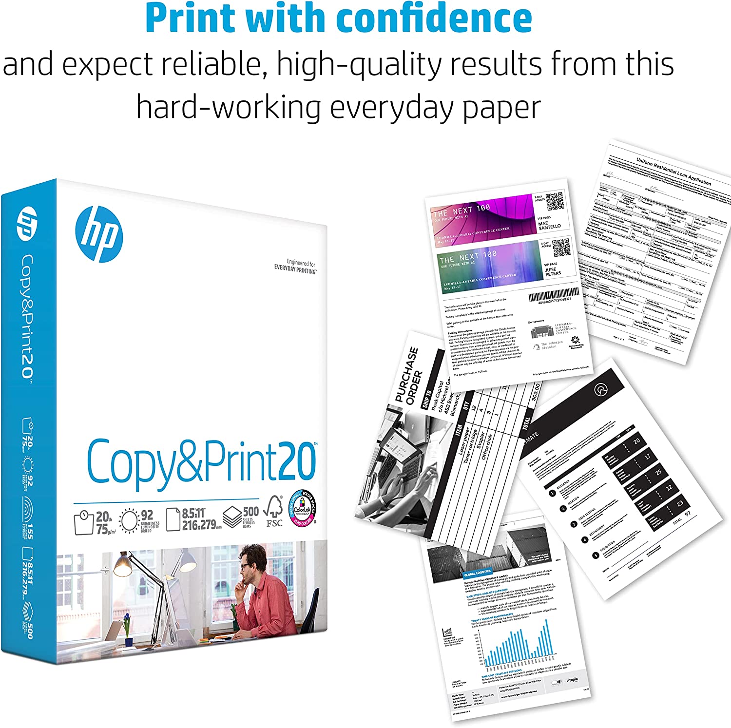 HP Home & Office Printer Paper, 20lb, 4000 Sheets photo 3