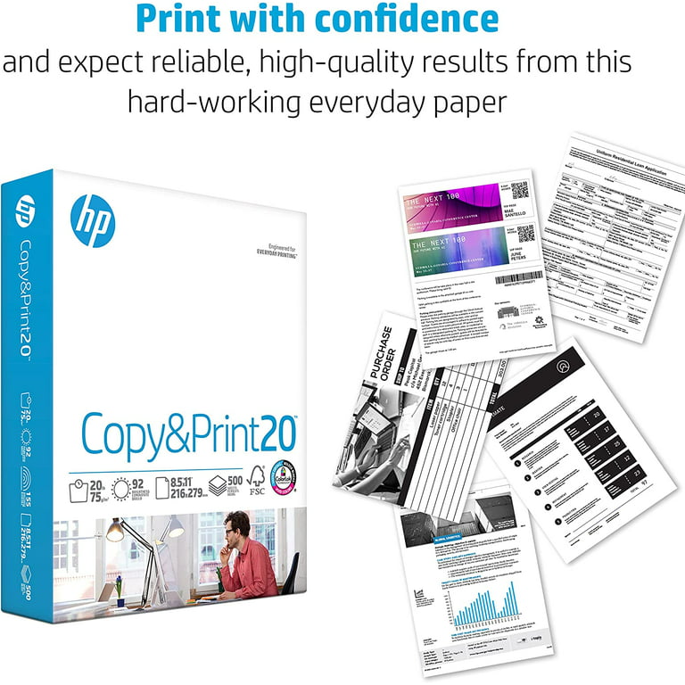 Basics 92 Bright Multipurpose Copy Paper - 8.5 x 11 Inches, 3 Ream Case (1,500 Sheets)