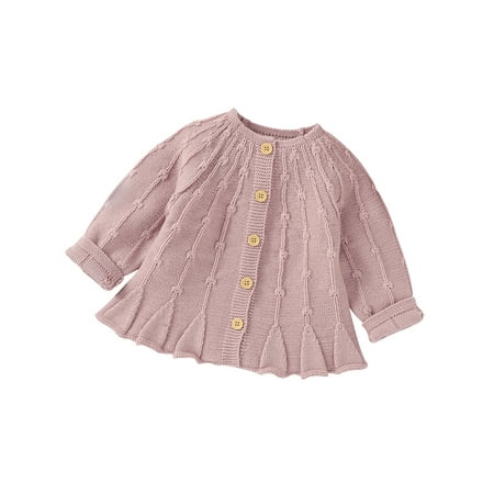 

LisenraIn Baby Girls Sweater Knit Long Sleeve Single Breasted Ruffles Coat