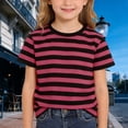 thumbnail image 4 of Tiijoy Boys Striped Short Sleeve T-Shirt Casual Crew Neck T Shirt Kids Undershirt, Sizes 2-13, 4 of 5
