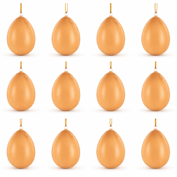 Set of 12 Brown Solid Plastic Easter Egg Ornaments 5.15 Inches