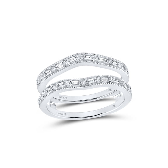 14kt White Gold Womens Baguette Diamond Wrap Enhancer Wedding Band 1/3 Cttw