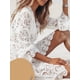 thumbnail image 4 of Traje de baño para mujer Vestido corto de playa con mangas largas y cuello en V ahuecado con encaje Abanopi Extragrande, 4 of 7