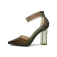 thumbnail image 3 of WILD PAIR Womens Mocha Brown Translucent Ankle Strap Padded Dellie Pointed Toe Block Heel Zip-Up Dress Pumps Shoes 8.5 M, 3 of 3