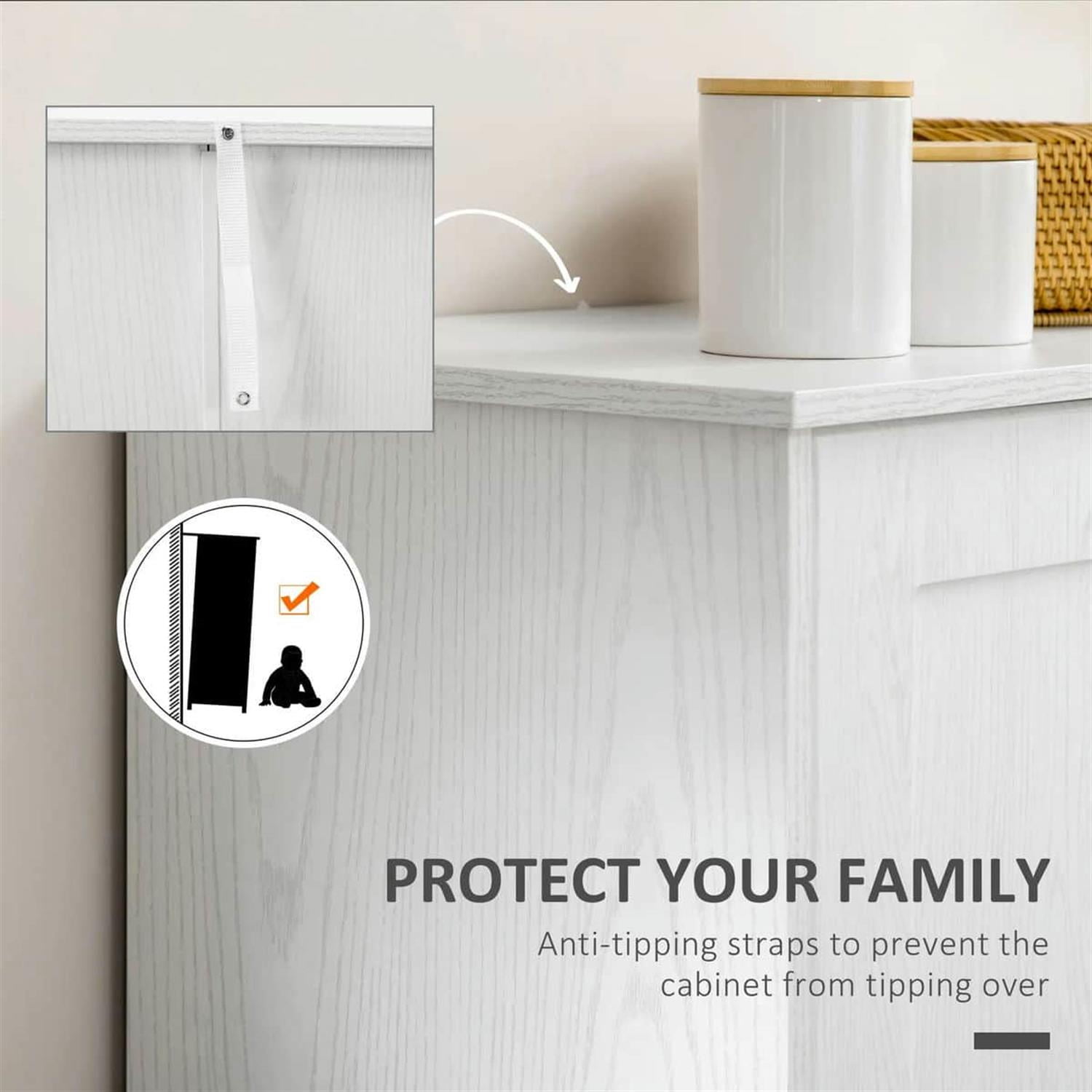 Demi Bonn 54" Kitchen Pantry Storage Cabinet, Freestanding 2-Door Cupboard, Space-Saving Shelves for Living Room, White