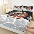 thumbnail image 5 of Manfei Luxury Koi Queen Sheet Sets for Home, Wave Gold Art Bed Set for Office, Black Gold Red 4 Pieces, 1 Flat Sheet, 1 Fitted Sheet and 2 Pillowcases, 5 of 6