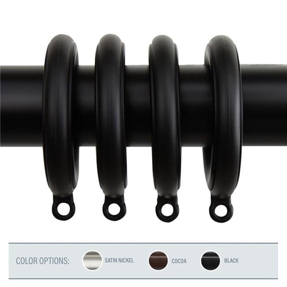 Central Design 1930-12 1.75 in. Poly Resin Curtain Eyelet Rings, Black - Set of 10