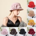 thumbnail image 3 of DJN Under $5 Women's Gatsby Linen Wool Cloche Hat with Lace Band and Flower Wool Black One Size, 3 of 5