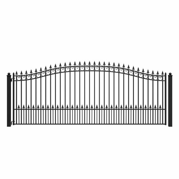ALEKO Steel Single Swing 16 x 6 feet Black Driveway Gate Prague Style