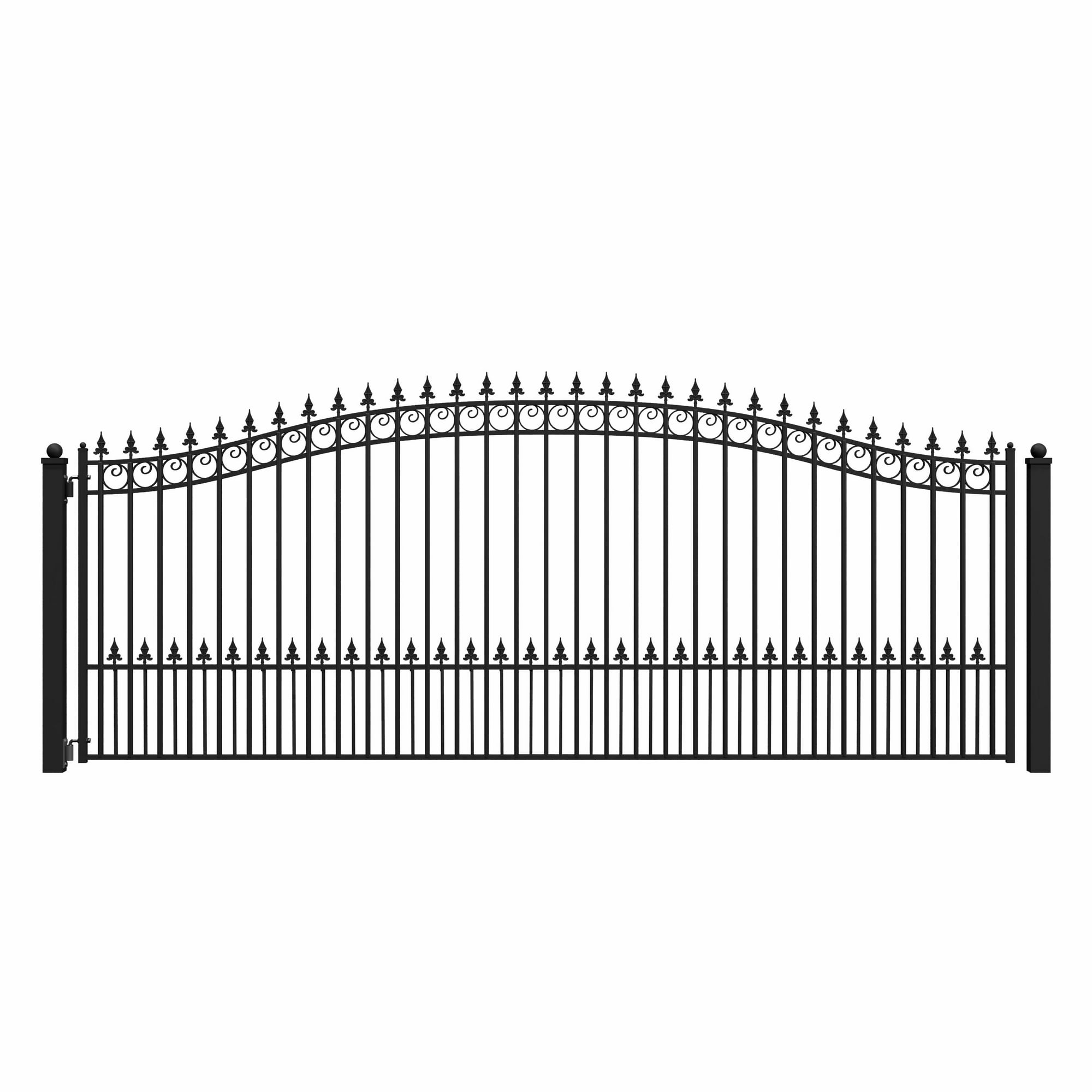 ALEKO Steel Single Swing 16 x 6 feet Black Driveway Gate Prague Style