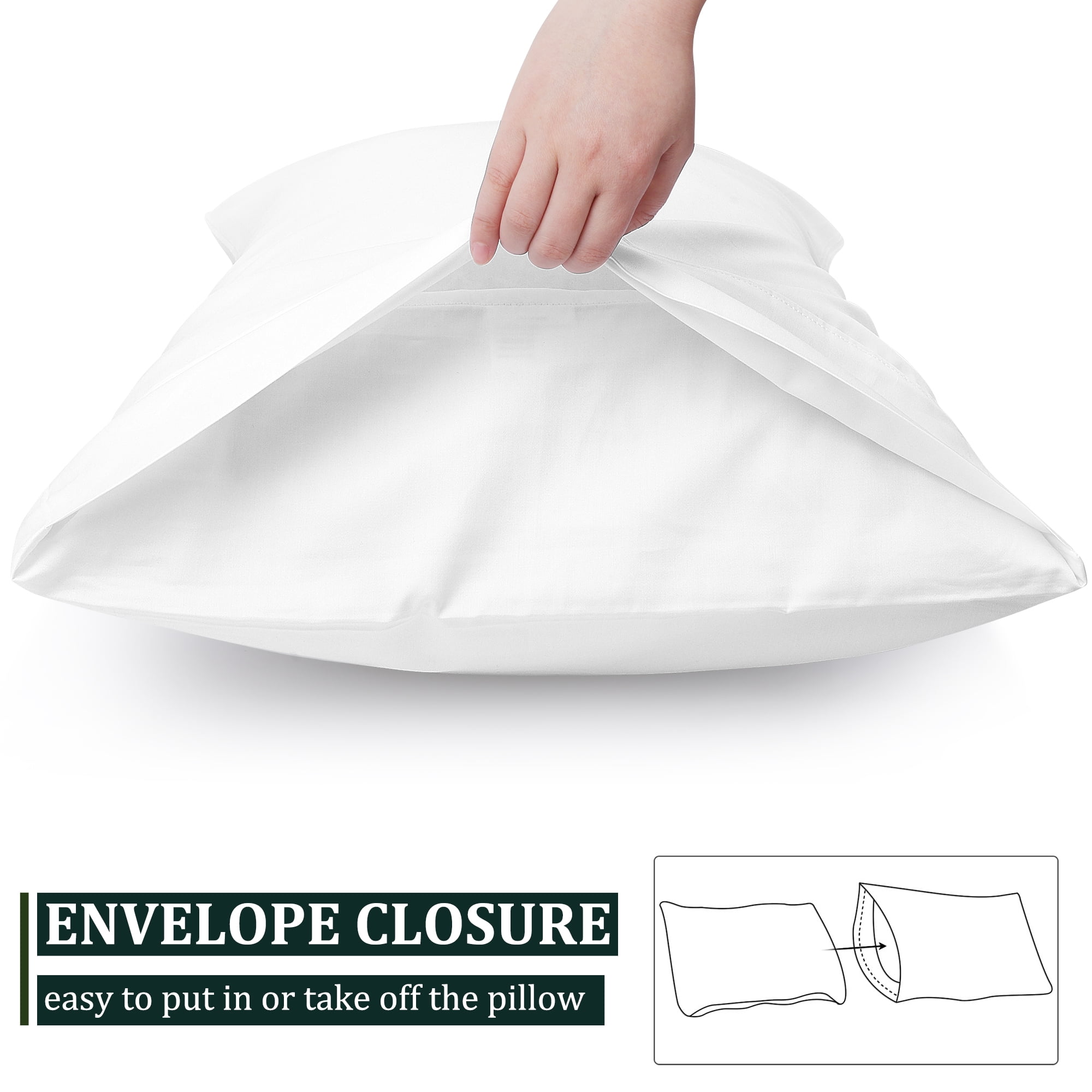 Unique Bargains Pillowcase Set of 2, Cotton with Envelope White King