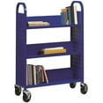 thumbnail image 3 of Hirsh Rolling Library or Home Office Single-Sided Sloped Shelves Book Cart with Lockable Wheels in Blue, 3 of 6