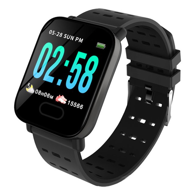 Seitruly Pantalla a color Conteo de pasos cardíaco Seguimiento de la presión arterial Fitness Deporte inteligente Alarma Relojes inteligentes negro