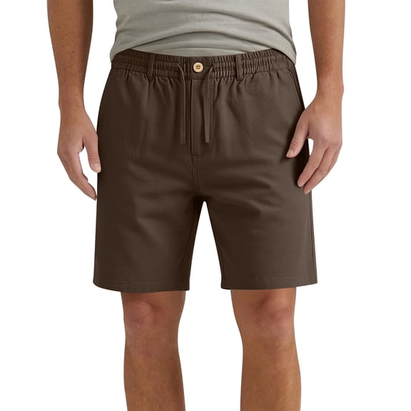 Yievot Men's Cotton Casual Shorts 7 Inch Elastic Waist Drawstring Summer Beach Shorts with Pockets