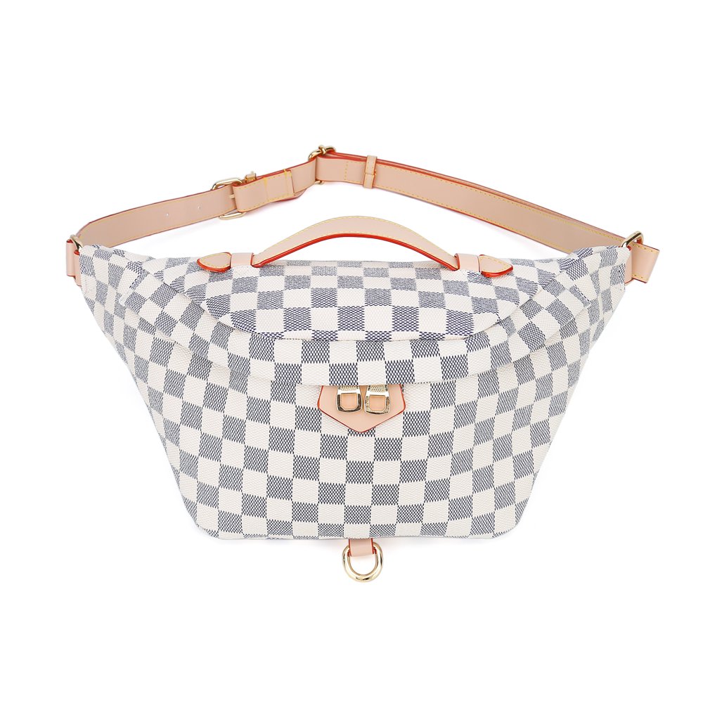 RICHPORTS Checkered Tote Waist Pocket Shoulder Bag with inner pouch