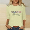 thumbnail image 2 of Penkiiy T-shirt Imprimé Mode Saint-Valentin pour Femmes Manches 3/4 Blouse Col Rond Hauts Décontractés m Kaki, 2 of 5