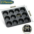 thumbnail image 2 of Nonstick Muffin Pan 12 Cups Set of 2, Stainless Steel Muffin Tin Cupcake Pan Tray for Baking, Stainless Steel Core & Non Toxic, Easy Release & Easy Clean, Black, 2 of 7