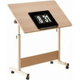 thumbnail image 1 of Royalbelle Bureau Debout à Hauteur Réglable, Petit Bureau Mobile Pliable avec Roulettes pour Ordinateur Portable, Postes de Travail Informatiques Portatifs pour Bureau à Domicile, Érable Blanc, 1 of 7