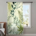 thumbnail image 3 of Green Blue Leaves Sheer Curtains 54 Inches Long, Summer Botanical Farmhouse Watercolor Leaf Light Filering Curtains, Breathable Simi Curtain Privacy Drapes for Kitchen Bathroom Small Window Treatment, 3 of 9