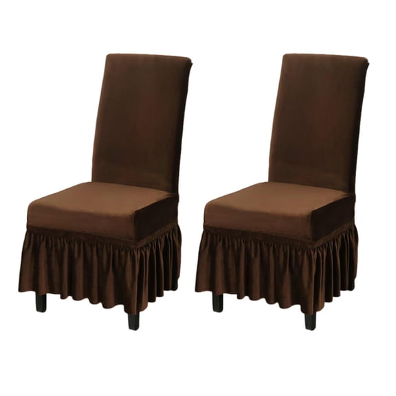 LKJYER Velvet Chair Covers with Skirt Stretchy Dining Room Chair Covers Slipcovers, Universal Fit Non-Slip Furniture Protector Cover for Home, Kitchen, Banquet
