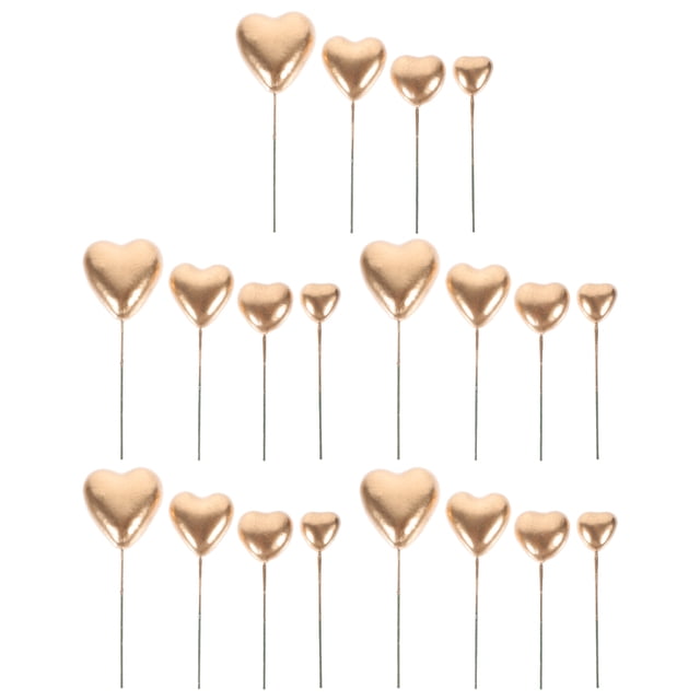20 piezas de palillos románticos para cupcakes con forma de corazón, decoración insertada para pasteles, adornos para cupcakes con forma de corazón