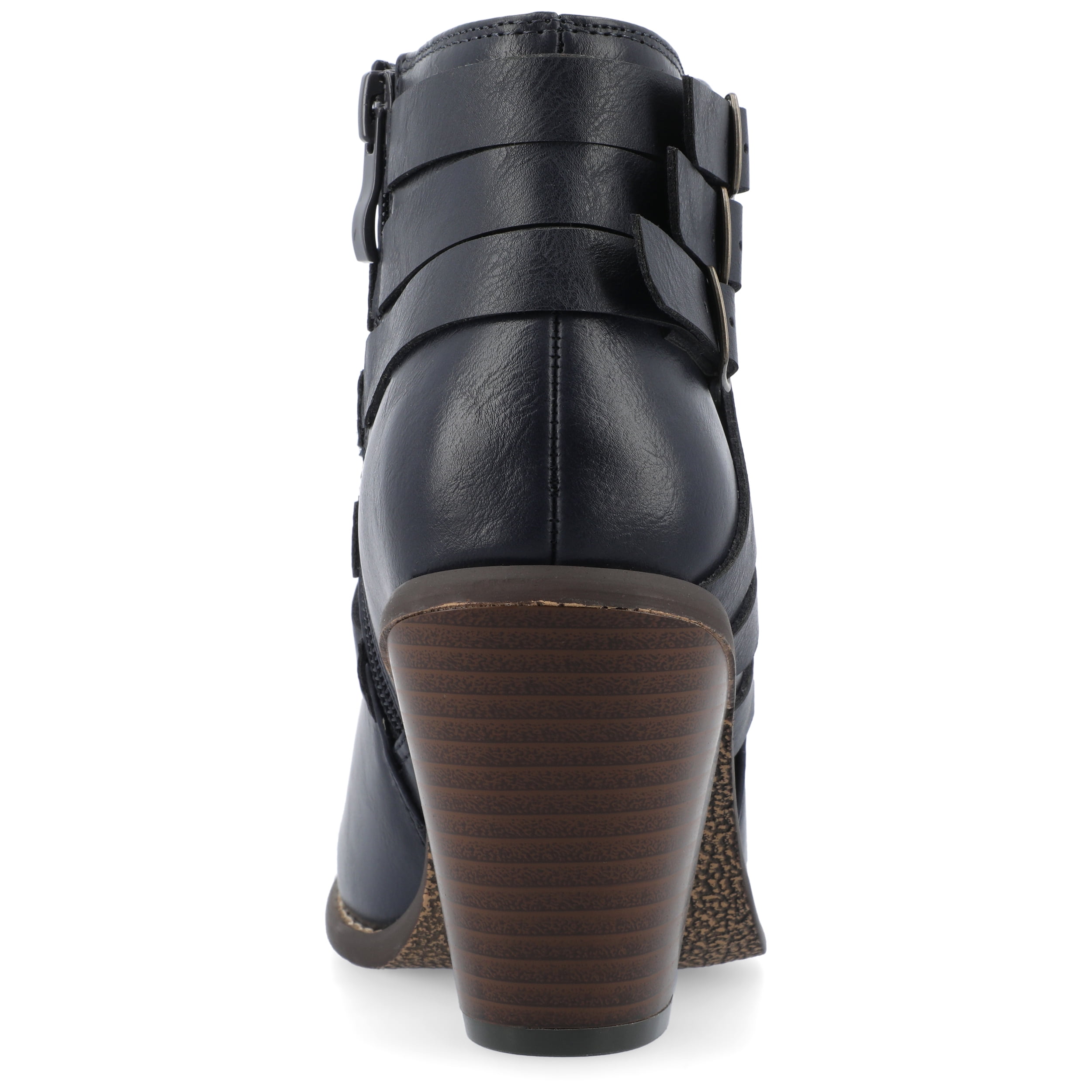 Journee Womens Strap Inside Zip Stacked Heel Booties, Widths Available