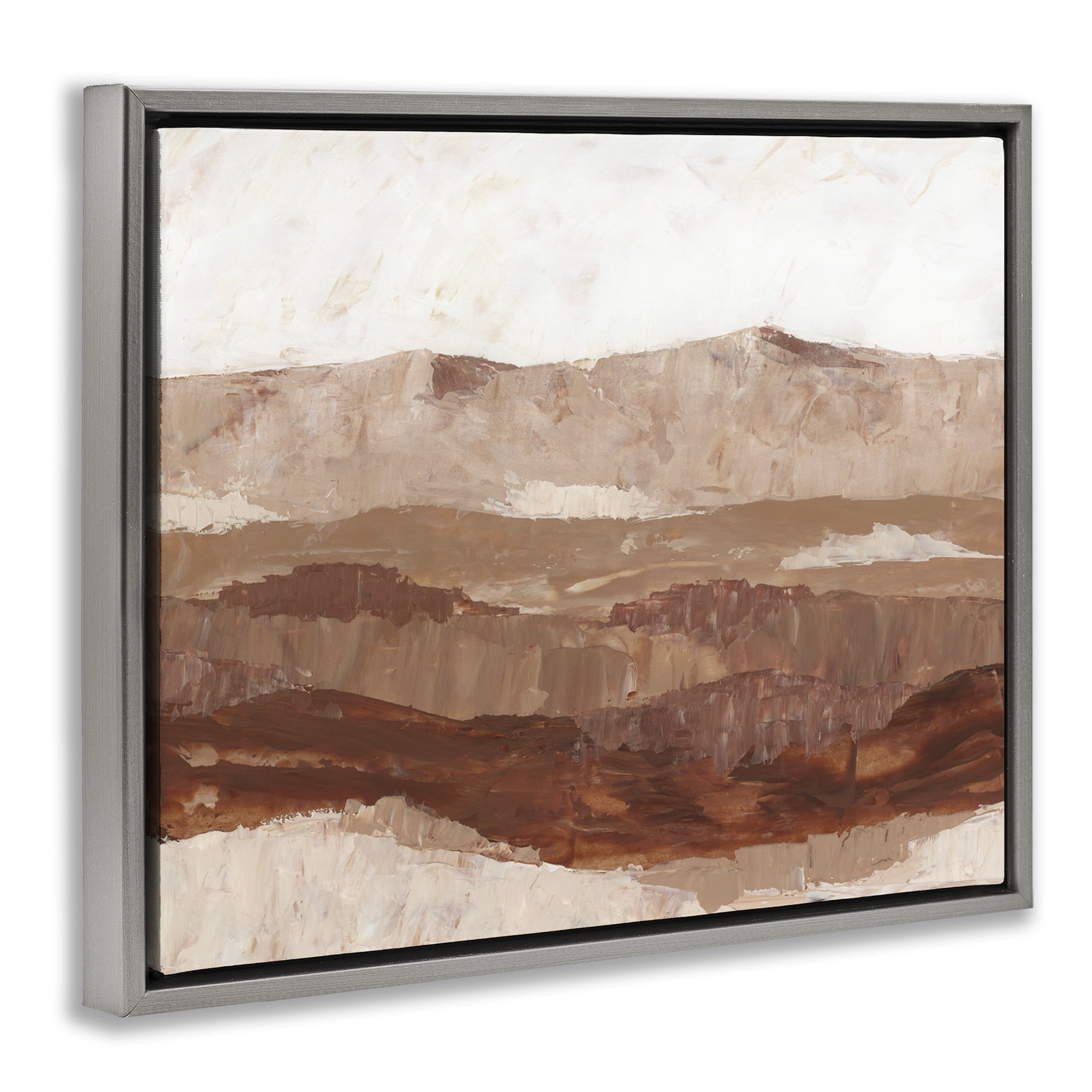Stupell Industries Abstract Canyon Painting Landscape Painting Gray Floater Framed Canvas Art Print Wall Art, 21 x 17