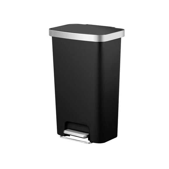 Better Homes & Gardens 45l Plastic Kitchen Step Trash Can, Black, BHG 45l Kitchen Step Bin - Black