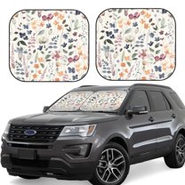 Haiem Watercolor Floral Car Windshield Sun Shade (2 Pieces) Foldable Windshield Sun Shade Car Accessories for Truck SUV Pickup-Medium