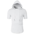 thumbnail image 6 of H2H Men's Casual Slim Fit Hooded T-Shirts Short Sleeve Solid Color Pullover Top (CMOHOS009), 6 of 6