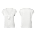 thumbnail image 6 of TGSLY Lace Trim Satin Tops for Women Smooth Soft V Neck Bow Tie Front Shirts Loose Dressy Casual Solid Color Cap Sleeve Blouses XXL, 6 of 7