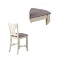 thumbnail image 4 of Bone White Finish Dining High Chairs Set of 4pc Counter Height Chair Wooden Fabric Upholstered Dining Furniture, 4 of 7
