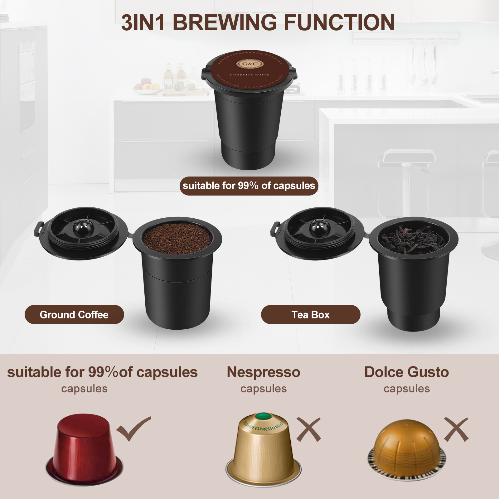 SIFENE 3-in-1 Single Serve Coffee Maker, Red photo 5