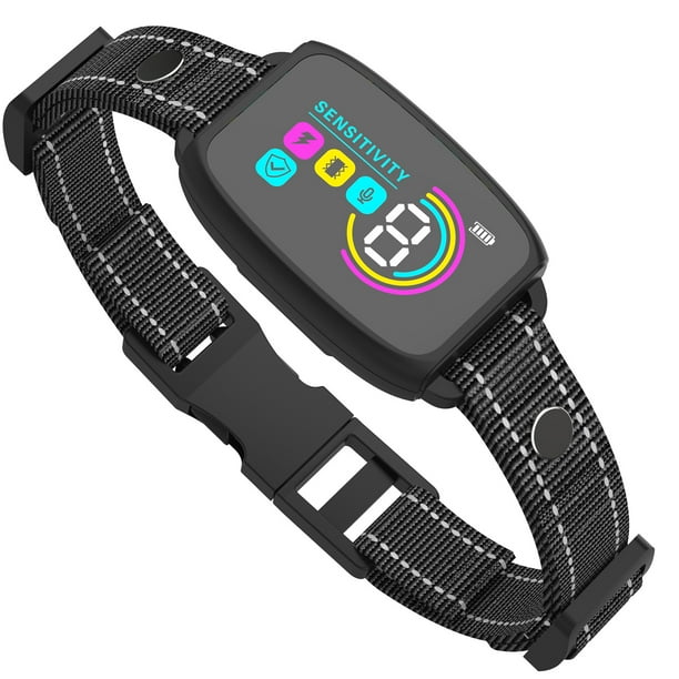 Billuyoard Collar de entrenamiento para perros impermeable con hebillas ajustables para todas las razas, collar antiladridos para perros Suministros para perros negro
