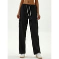 thumbnail image 4 of Women High Waisted Drawstring Wide Leg Cargo Pants Trendy Casual Baggy Joggers Pants with Pockets Black XXL, 4 of 9
