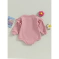 thumbnail image 5 of Baby Sweatshirt Romper 3 6 12 18M Ruffle Long Sleeve Round Neck Solid Color Bodysuit Infant Fall Outfit, 5 of 10
