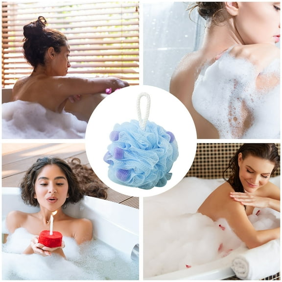Uiz Merueh Bath Sponge Shower Loofahs Bath Essentials Bathroom Shower Accessories, Exfoliating Body Scrubber Exfoliator Pouf, Shower Scrubber Puff, Poof, Loofah for Women, Loofah for Men