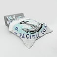 thumbnail image 2 of Ambesonne Anchor Bedding Set 4 Pcs, Pacific Coast Emblem, Queen, Dark Blue Black, 2 of 2